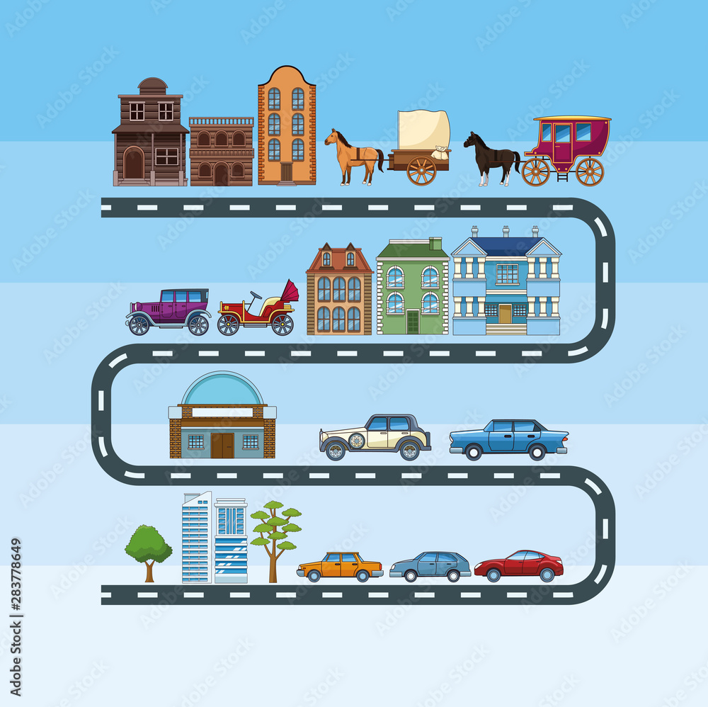 Transport and vehicles evolution timeline