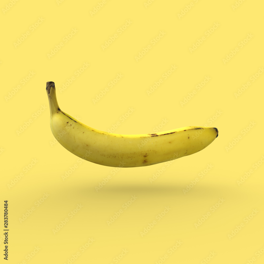 Ripe banana isolated on yellow background illustrations 3d model Ripe banana isolated on yellow background illustrations 3d model