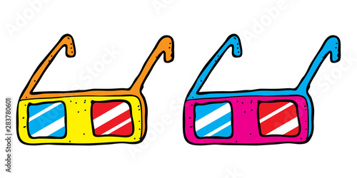 three dimensional glasses design vector set