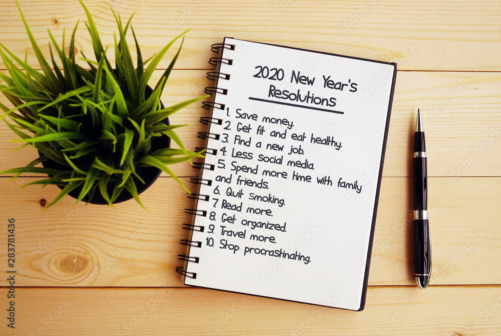 2020 New Year's Resolutions text on note pad 2020 New Year's Resolutions text on note pad