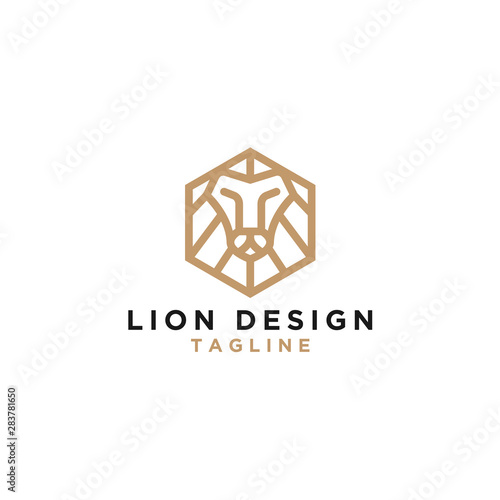 Vector Logo Lion Design Hexagon Monogram Template Icon EPS 10 Logo Design - Vector