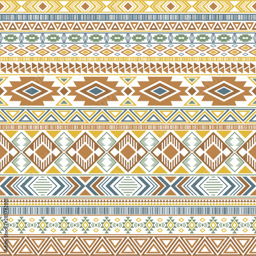 Aztec american indian pattern tribal ethnic motifs geometric seamless background.