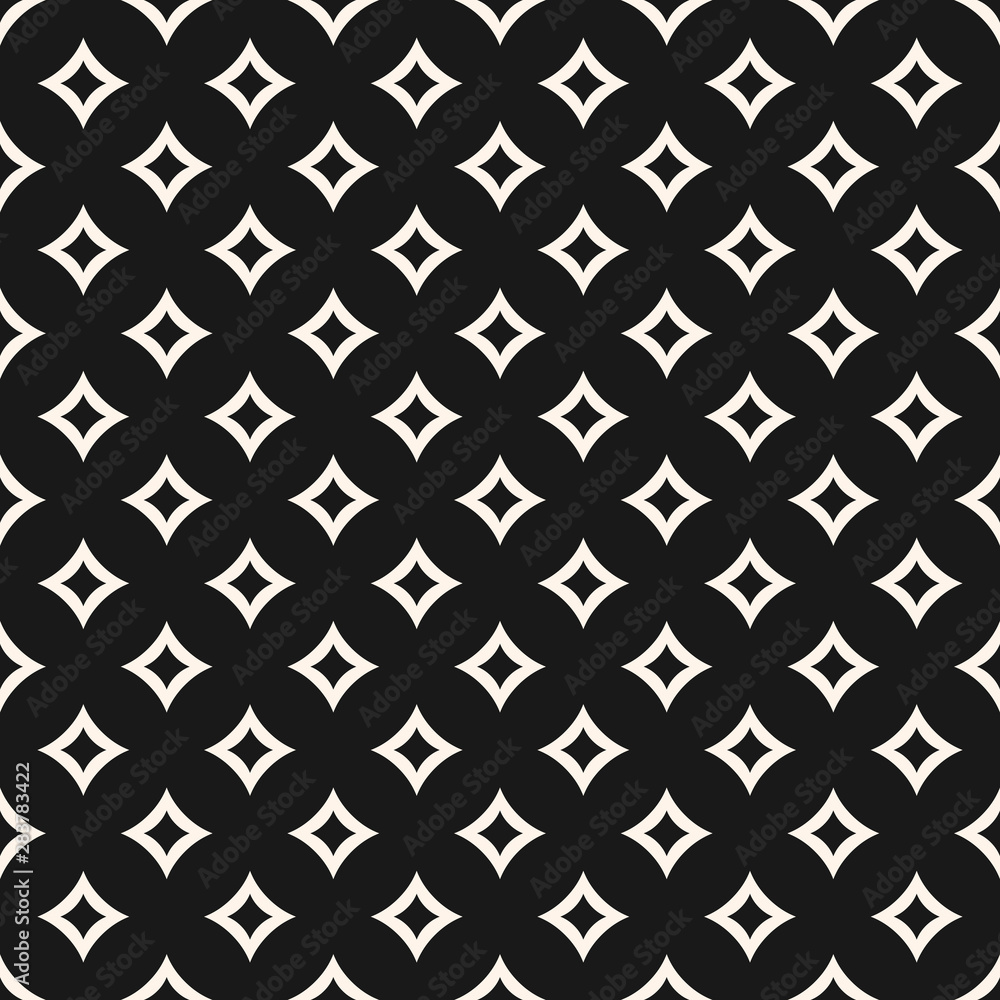 Vector geometric seamless pattern with curved diamond shapes, outline rhombuses Vector geometric seamless pattern with curved diamond shapes, outline rhombuses