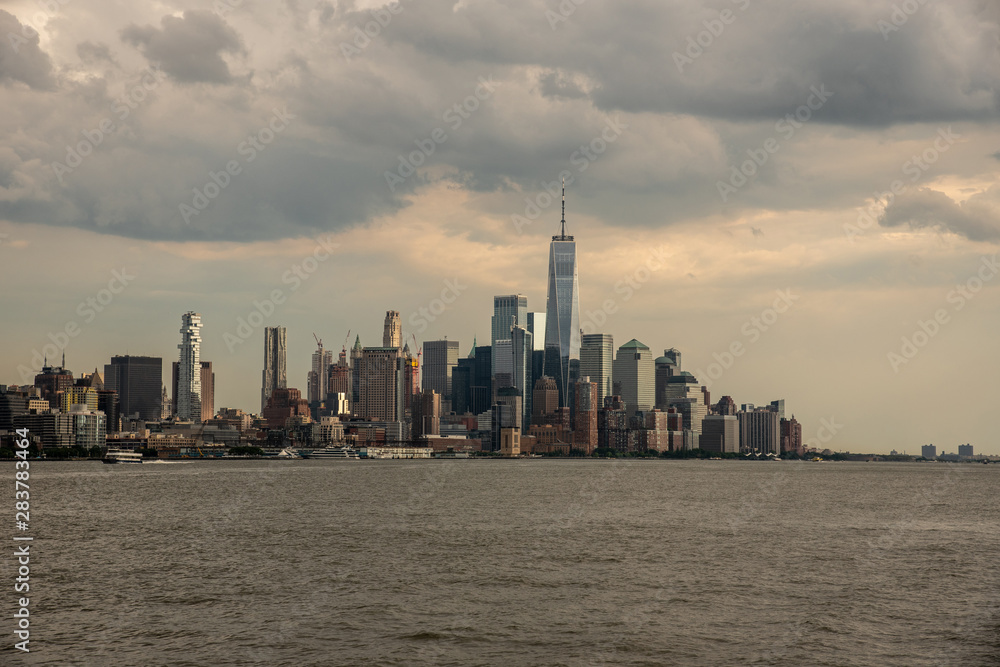 Downtown Manhattan from a boat in the Hudson River