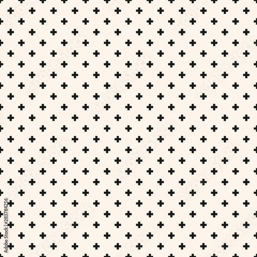 Simple minimal vector geometric seamless pattern with crosses. Black and white
