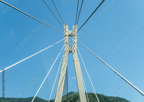 Suspension cable-stayed bridge on the road to Krasnaya Polyana