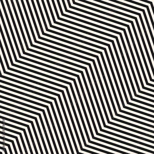 Chevron seamless pattern. Vector texture with thin diagonal zigzag lines, stripes. Black and white abstract geometric background. Simple modern monochrome minimalist ornament. Repeatable design