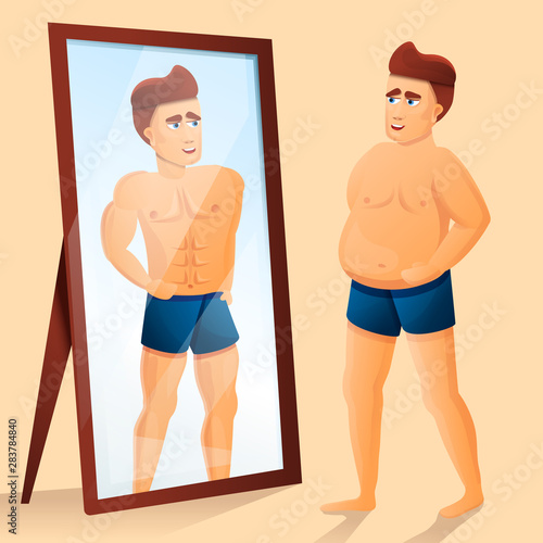 Mirror concept background. Cartoon illustration of mirror vector concept background for web design