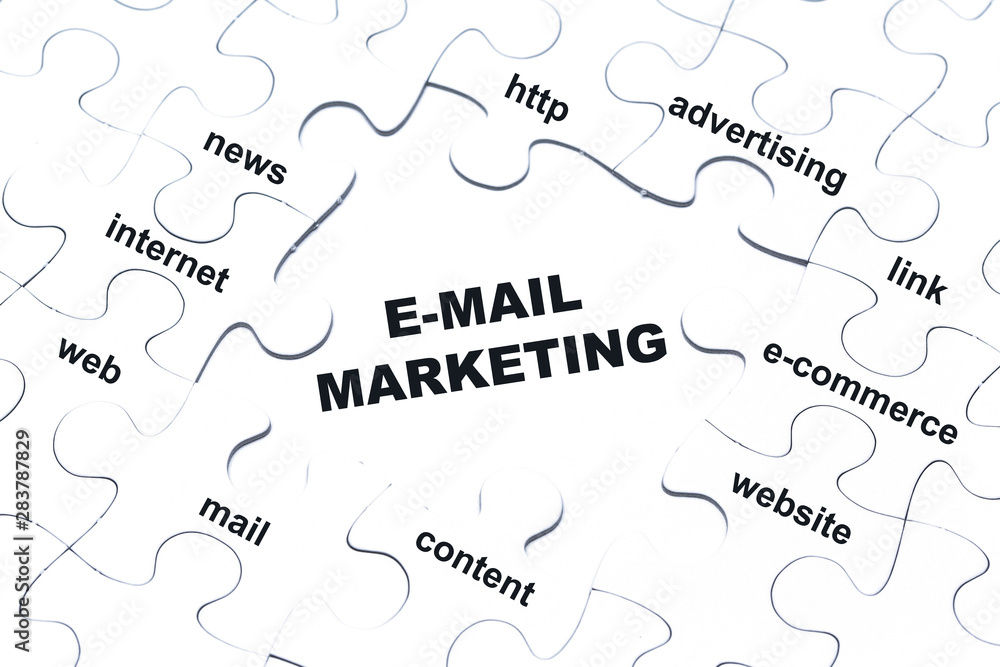 E-mail marketing white puzzle pieces E-mail marketing white puzzle pieces