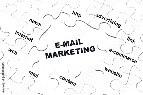 E-mail marketing white puzzle pieces