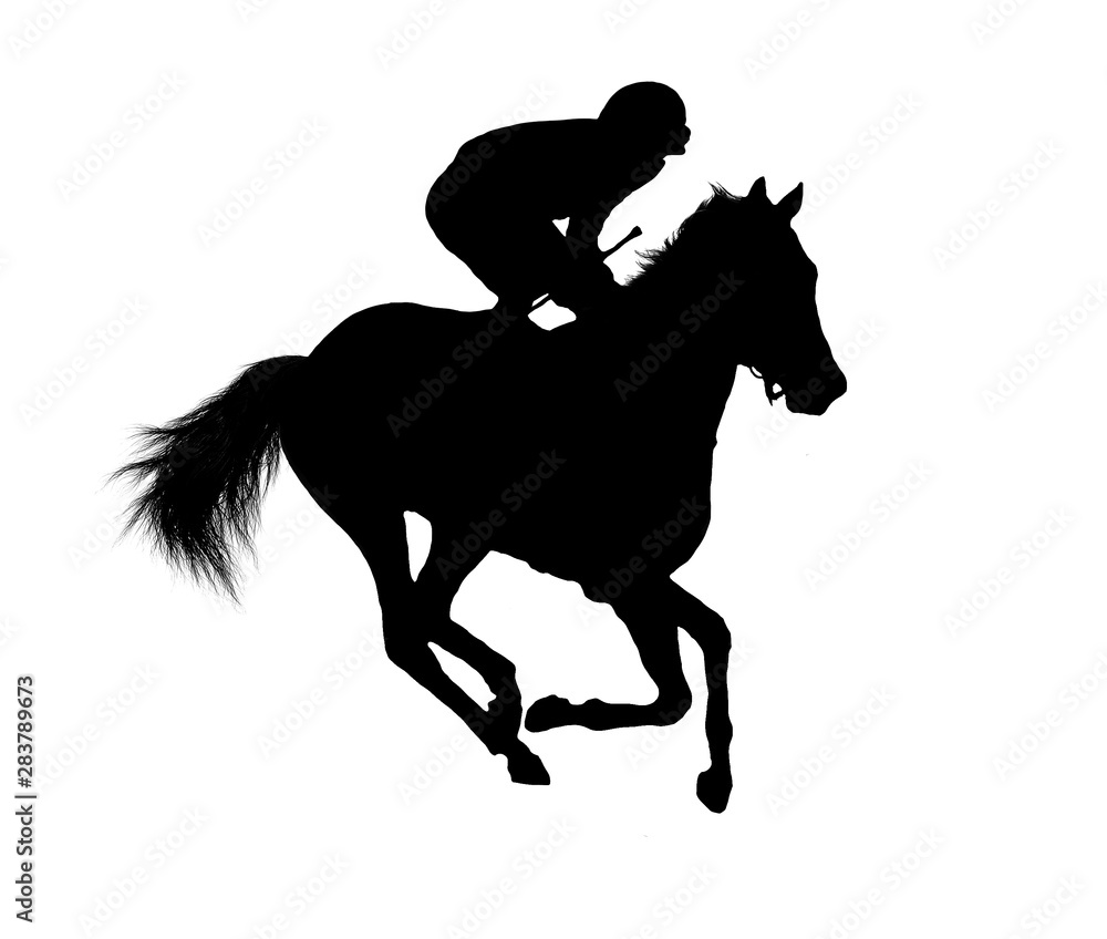 horse racing jumping jockey isolated on white background horse racing jumping jockey isolated on white background