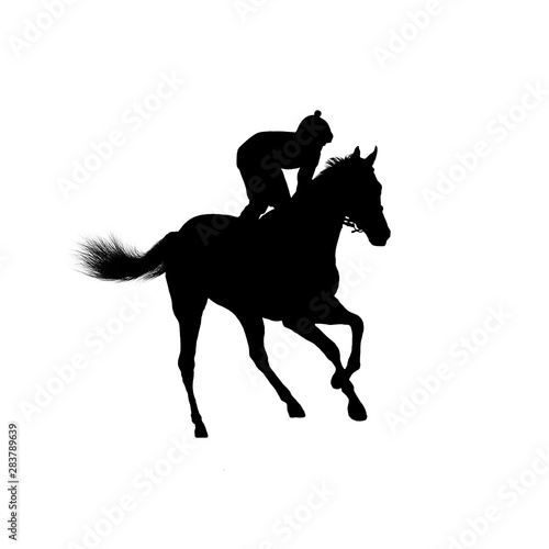 horse racing jumping jockey isolated on white background © Dikkens