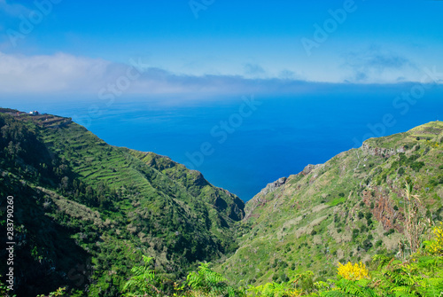 The Lombada dos Marinheiros Viewpoint in Faja da Ovelha, Calheta Atlantic ocean view in spring summer season