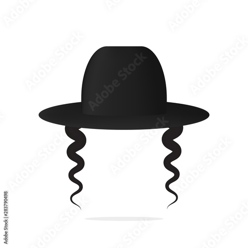 Jewish hat and earlock wig .