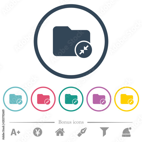 Compress directory flat color icons in round outlines photo