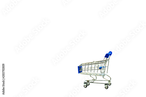 blue shopping cart isolated on White background