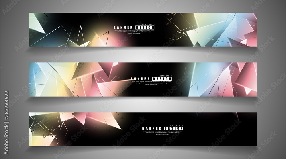 banner collection. abstract background with luminous triangles that overlap. isolated black background. vector illustration of eps 10 banner collection. abstract background with luminous triangles that overlap. isolated black background. vector illustration of eps 10