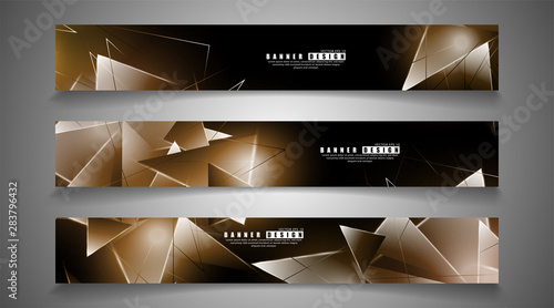banner collection. abstract background with luminous triangles that overlap. isolated black background. vector illustration of eps 10
