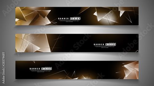 banner collection. abstract background with luminous triangles that overlap. isolated black background. vector illustration of eps 10
