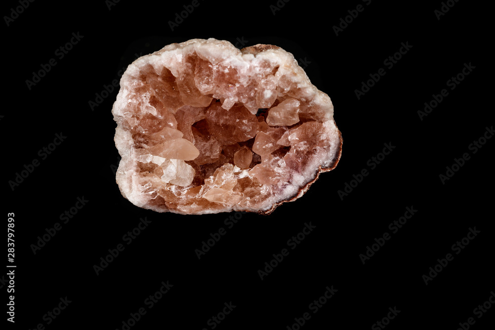 Macro mineral stone Pink Amethyst on a black background Macro mineral stone Pink Amethyst on a black background