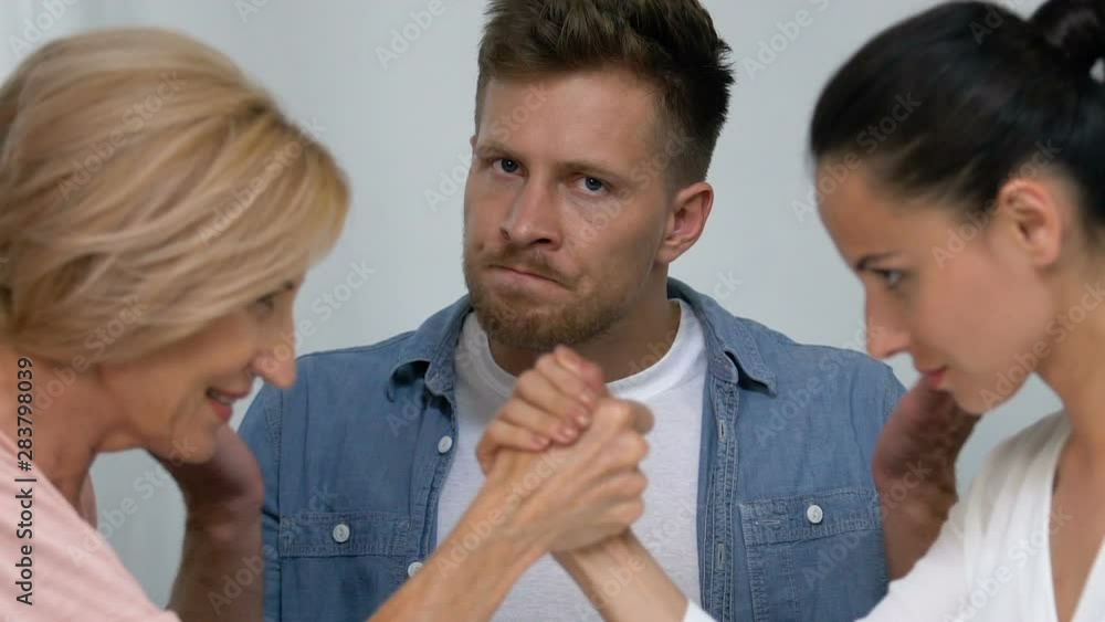 Man is nervous because of competition between his mother and wife in household Man is nervous because of competition between his mother and wife in household