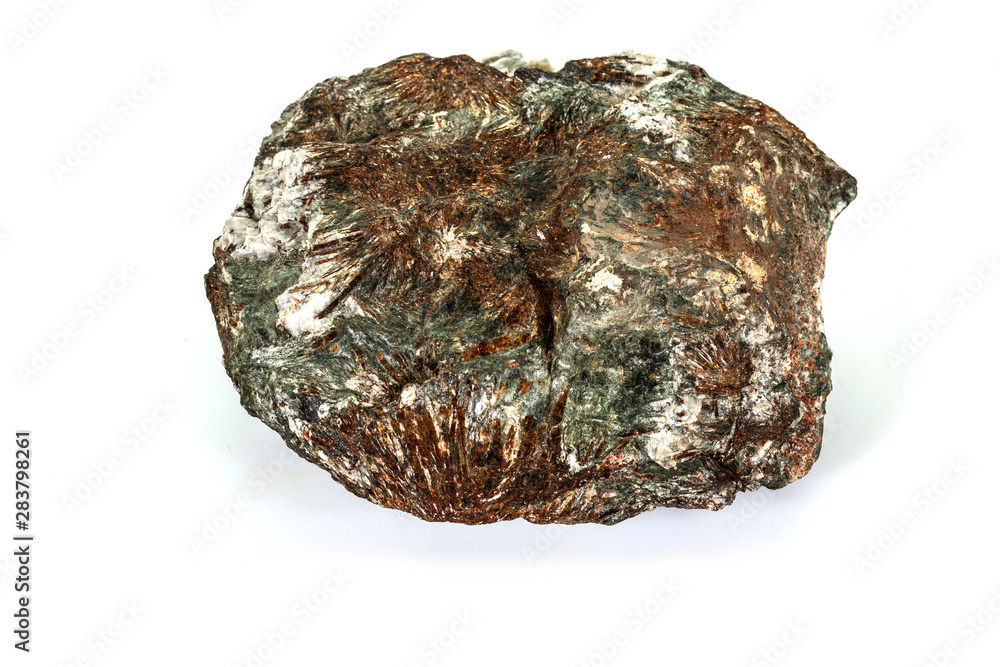 Macro mineral stone astrophyllite white background Macro mineral stone astrophyllite white background
