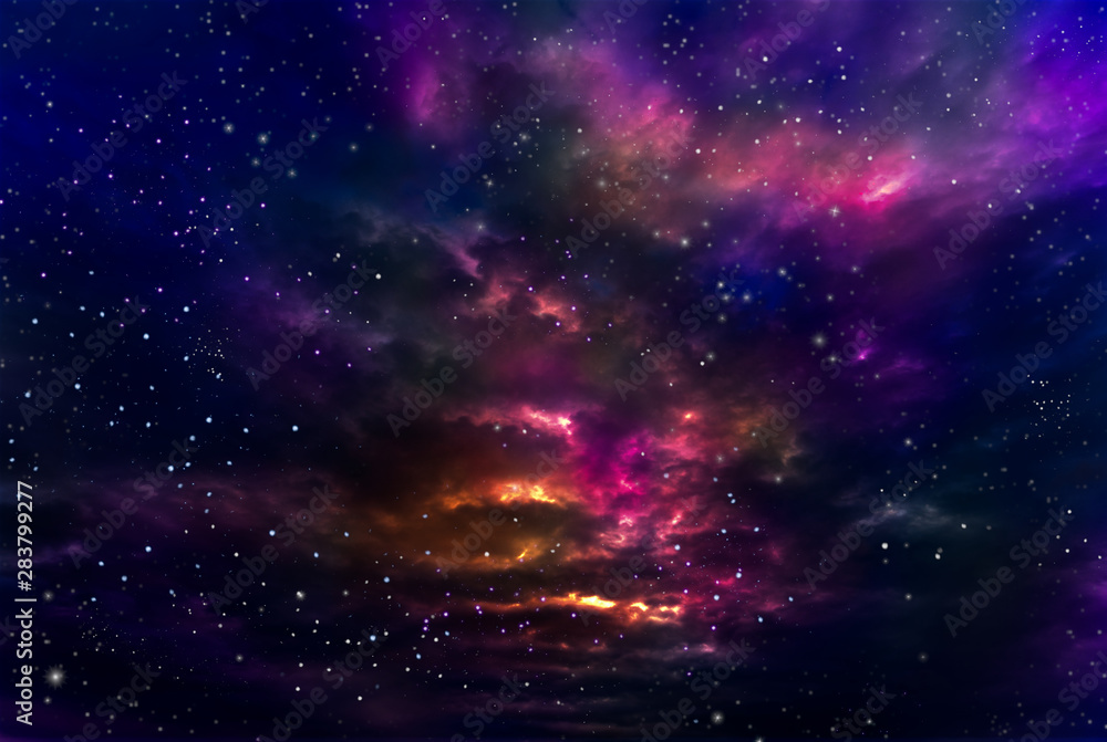 Abstract colorful star and nebular and galaxy background.