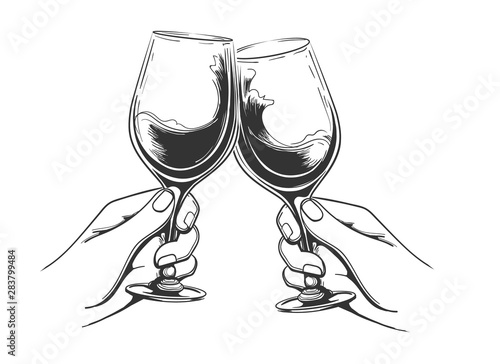 Retro toasting hands