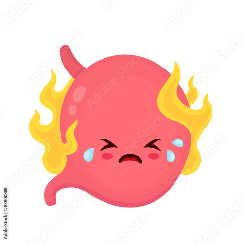 Sad suffering sick cute stomach character