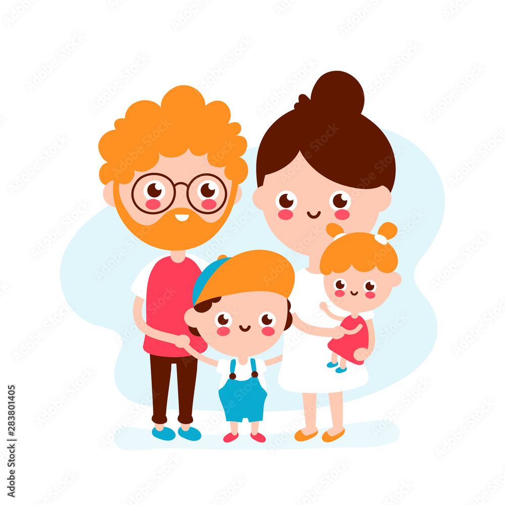 Cute happy smiling young family