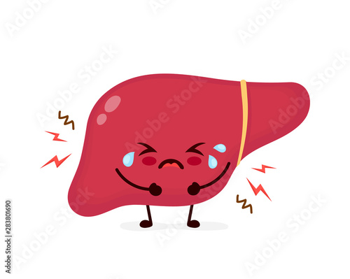 Sad suffering sick cute liver character