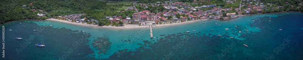 Views of Martinique beach and mountain from above, in the caribbean islands Views of Martinique beach and mountain from above, in the caribbean islands