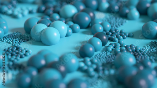 Beautiful background with balls, science, molecule, atom. 3d illustration, 3d rendering.