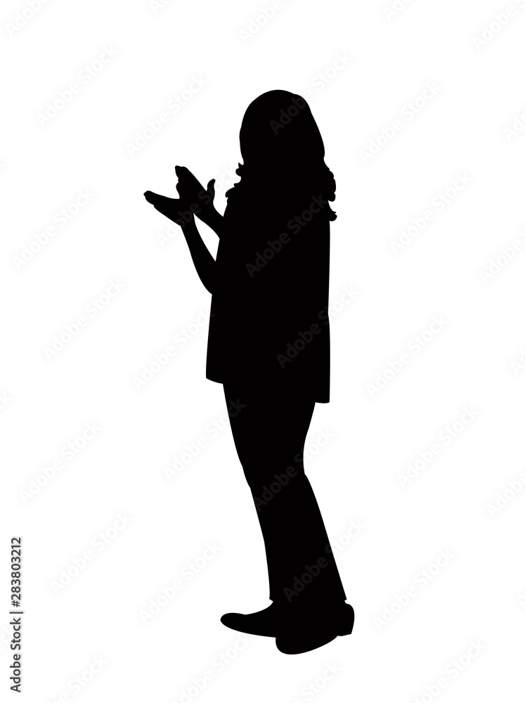 woman clapping silhouette vector