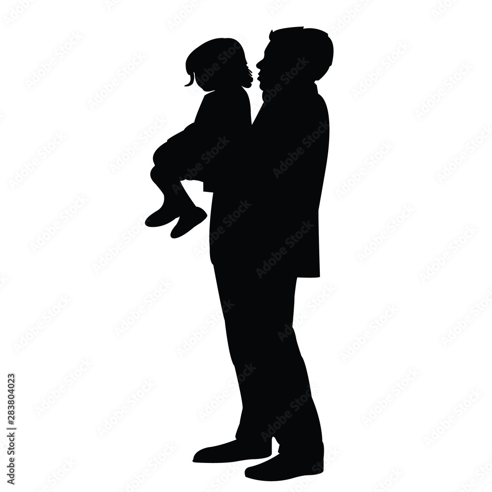 a father hugging the daughter silhouette vector