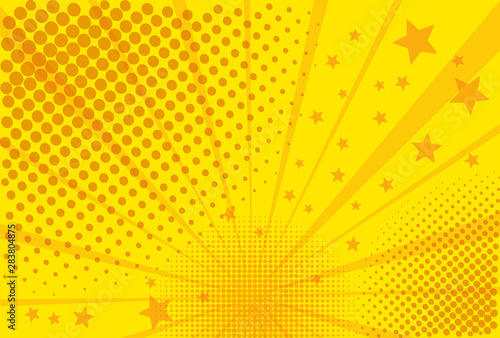 Pop art retro comic. Yellow background. Cartoon vs. Vector
