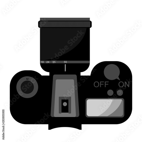 Photo camera. View from above. Camera vector illustration icon in trendy flat style, isolated on white background.  Simple icon.