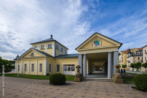 Pedestrian precinct - center of resort Frantiskovy Lazne  Franzensbad  - great Bohemian spa town is situated north of historical city Cheb in the west part of the Czech Republic