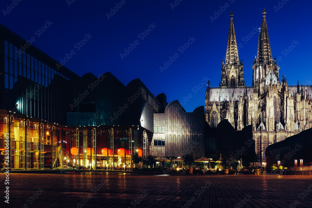 night view of the Cologne cathedral.. 