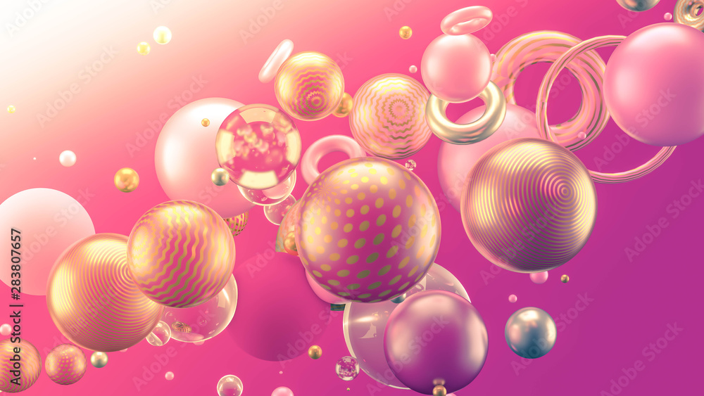 Beautiful abstract background with volume elements, balls, texture, lines. 3d illustration, 3d rendering. Beautiful abstract background with volume elements, balls, texture, lines. 3d illustration, 3d rendering.