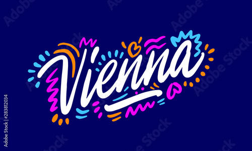 Vienna Handwritten city name.Modern Calligraphy Hand Lettering for Printing background  logo  for posters  invitations  cards  etc. Typography vector.