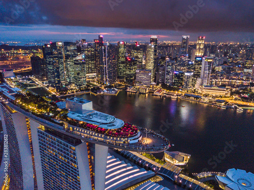 Photography Views of Marina Bay and center Singapore from above