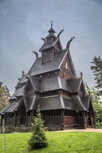 Canvas Print Stave church in Oslo Folkemuseum in Norway