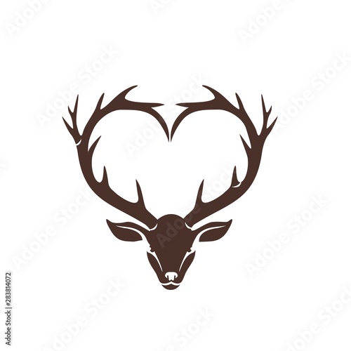 Heart shaped deer head with horns