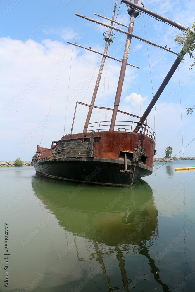 old fishing boat in harbor old fishing boat in harbor