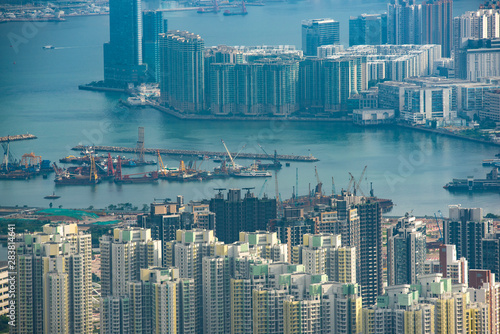Hong Kong, China - August, 2019: Hong Kong city scape, modern building skyscraper in Hong Kong