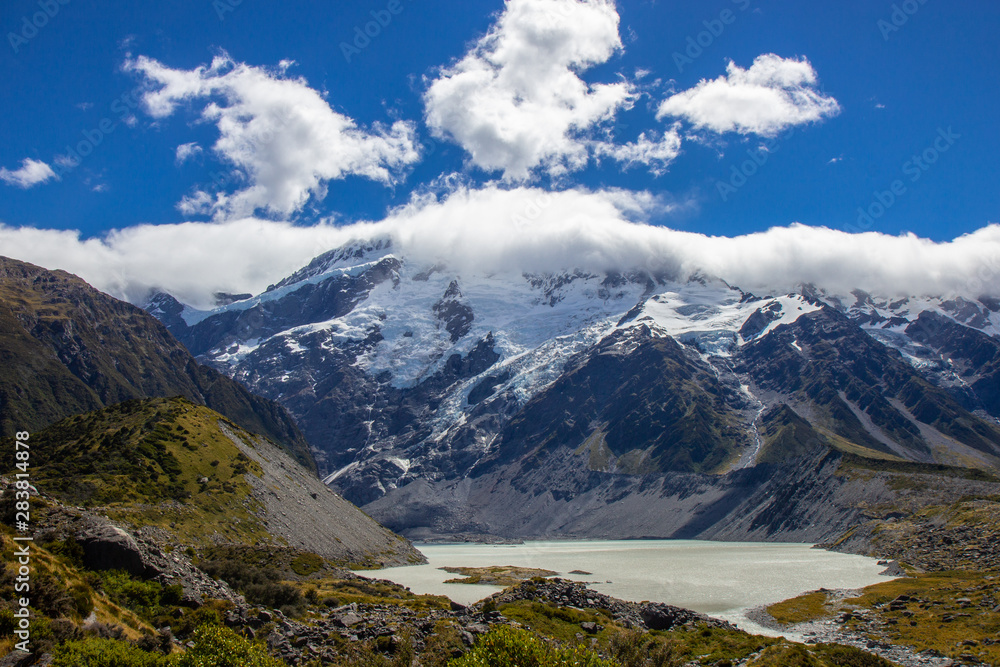 view of the beginning of Hooker valley track, Aoraki national park view of the beginning of Hooker valley track, Aoraki national park