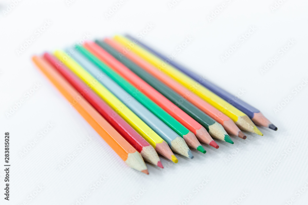 Color pencils on a white background isolated. Color pencils on a white background isolated.