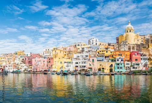 Landscape with colorful houses on Procida island, Italy photo