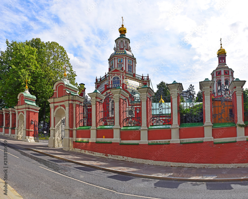 Obraz premium The Church of John the Warrior was built in 1704-1713 in the reign of Peter the Great. The alleged author of the project is architect Ivan Zarudny. Russia, Moscow, August 2019
